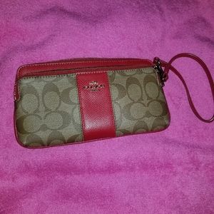 Signature Coach Wristlet with Red Accents